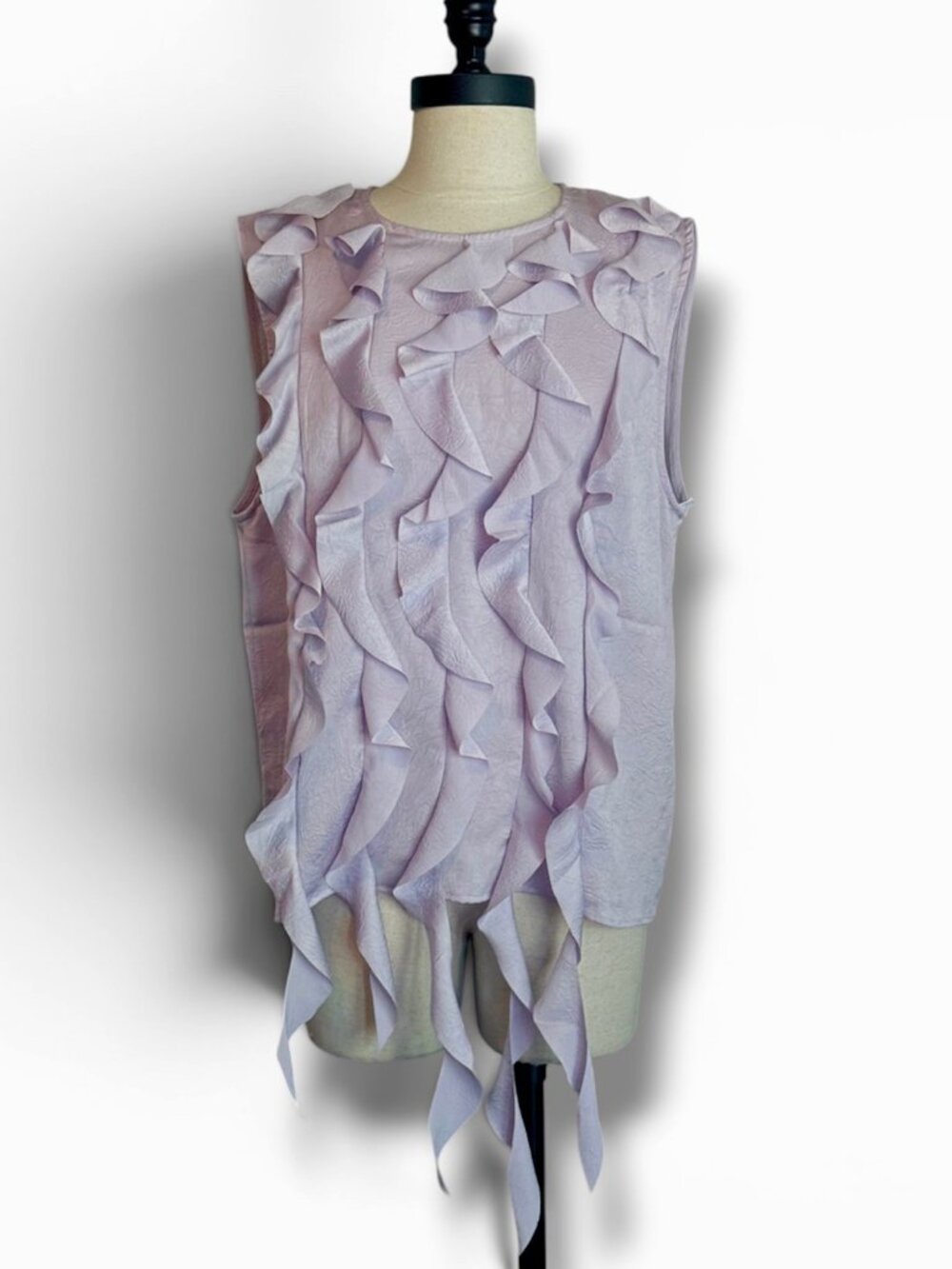 Lavender Ruffle Front Sleeveless Top Baum und Pferdgarten Mavi Blouse Size 8 M
